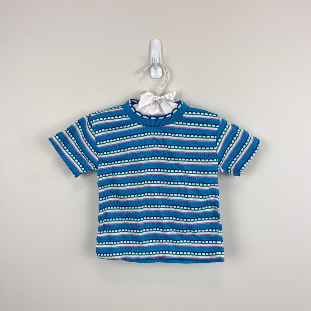 Vintage Short Sleeve Stripe Pointell T-Shirt Toddler Girl